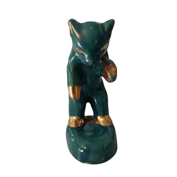 Vintage Green Circus Bear Figurine With Gold Accents - Picture 4 of 7